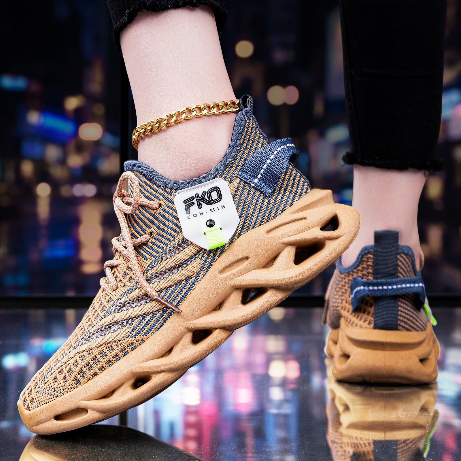 Outdoor Sport Gym - Men's Breathable Knit Sneakers Blade Sole