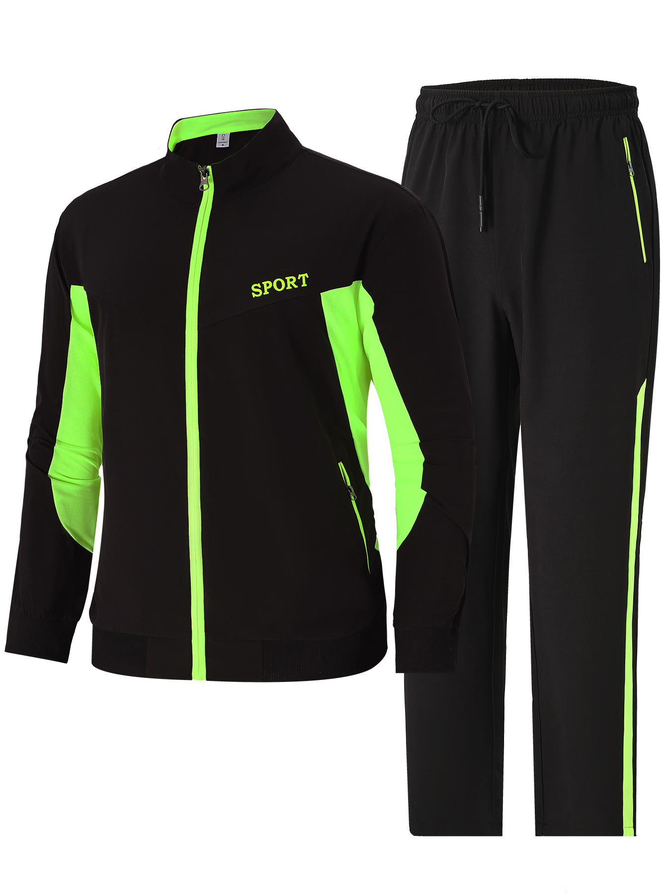Outdoor Sport Is - Men's Black Green Colorblock Sport Letter
