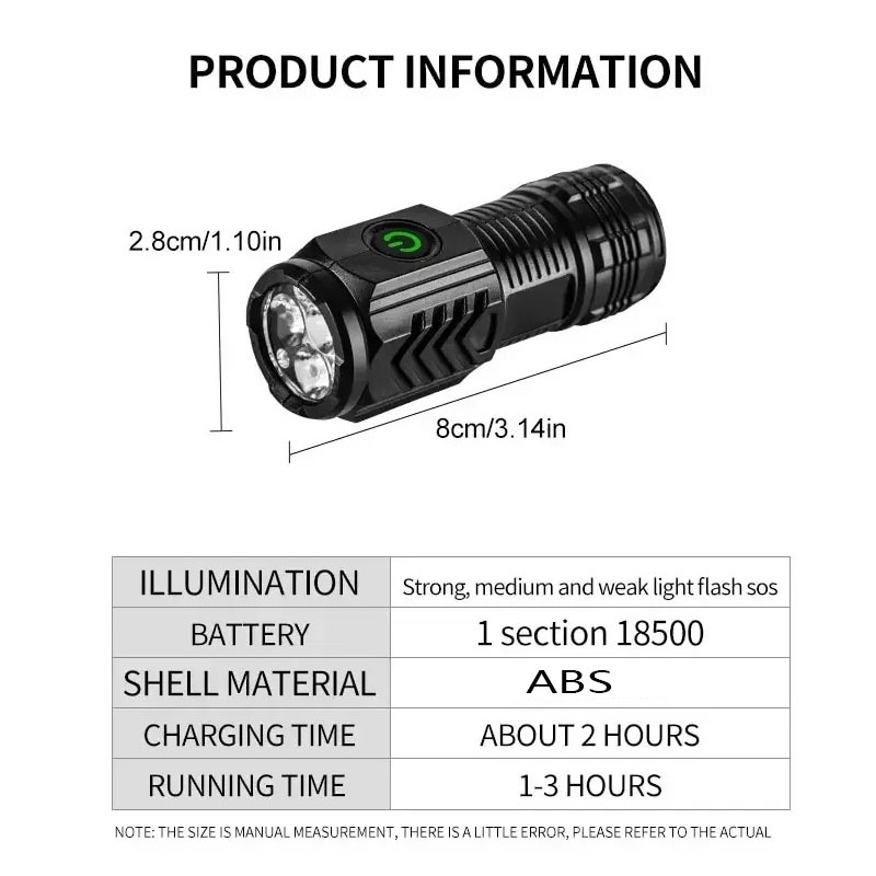 Mini 3 LED Flashlight With Pen - đánh giá và giá Outdoor Spotlight