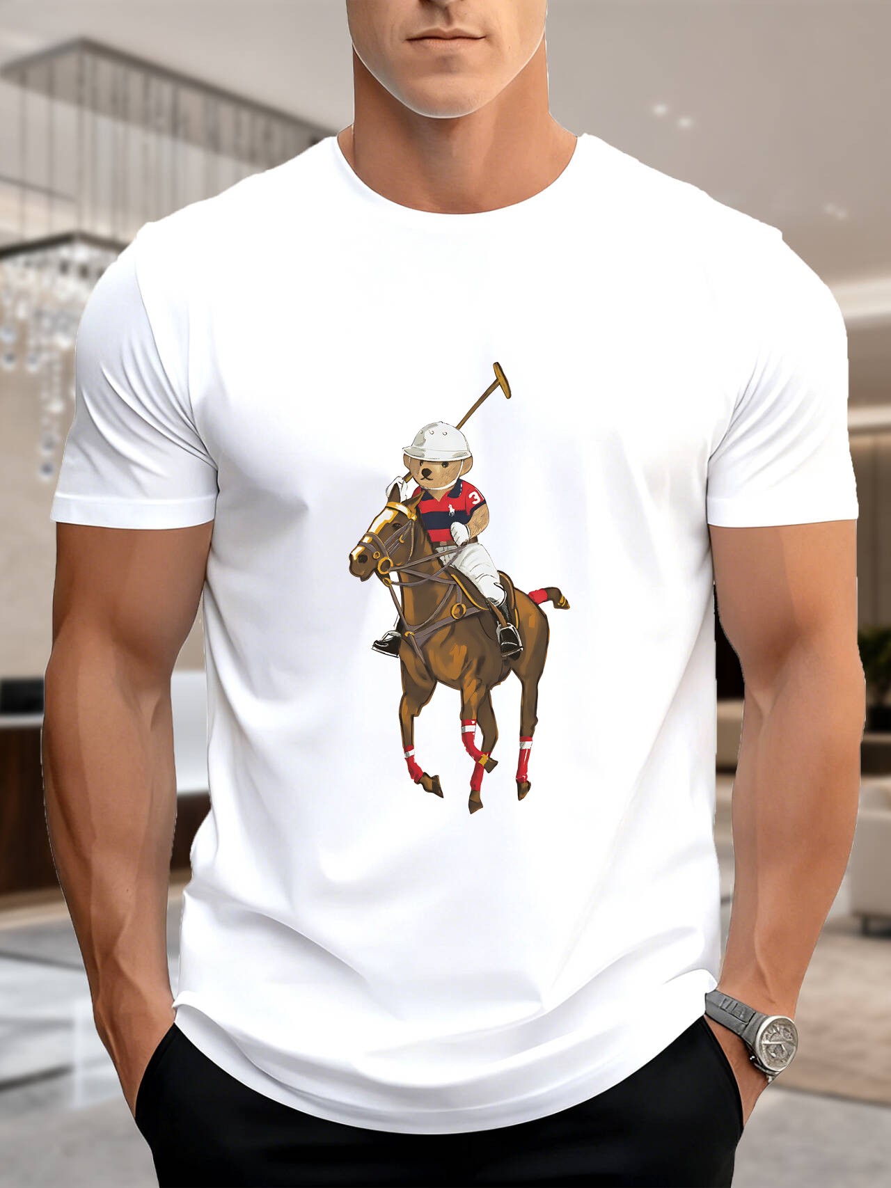 Men's Printed Short Sleeve T-S - đánh giá và giá Polo Shirt Equestrian