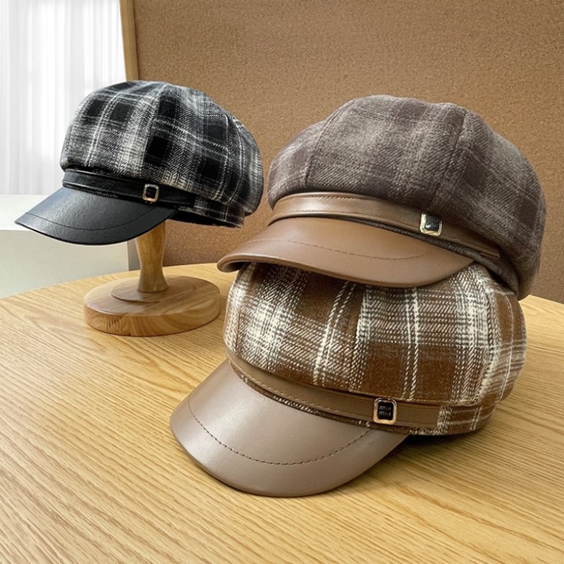 New PU Leather Patchwork Grid  - đánh giá và giá Outdoor Sport Hat