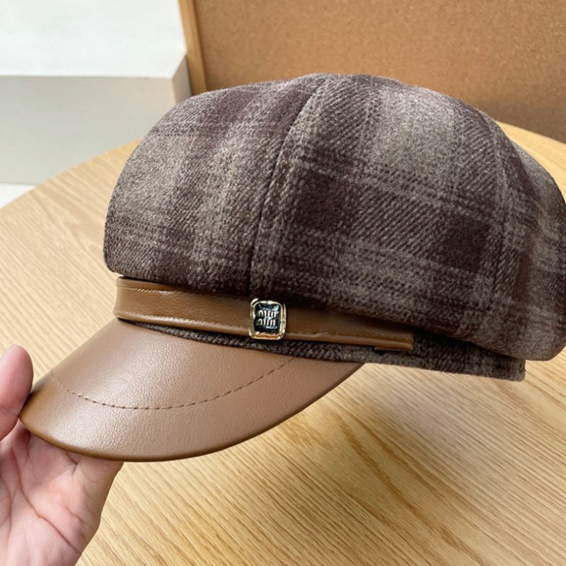 New PU Leather Patchwork Grid  - đánh giá và giá Outdoor Sport Hat