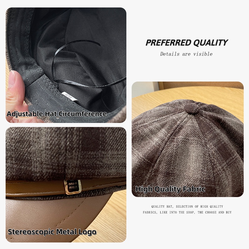 New PU Leather Patchwork Grid  - đánh giá và giá Outdoor Sport Hat