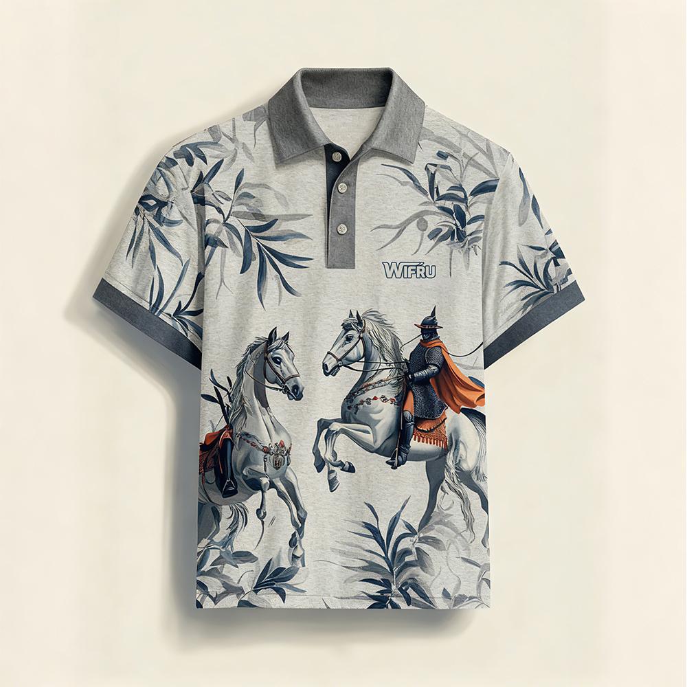 Men's Retro Equestrian Print P - đánh giá và giá Polo Shirt Equestrian
